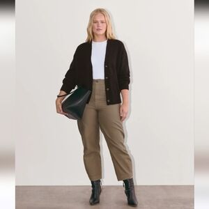 EVERLANE BLACK BUTTON-FRONT COTTON WOOL ALPACA BLEND COCOON CARDIGAN SZ S